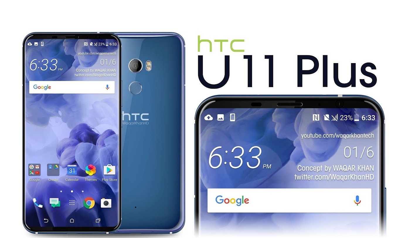تماشا کنید: تصاویر مفهومی HTC U11 Plus با صفحه نمایش کم حاشیه منتشر شد