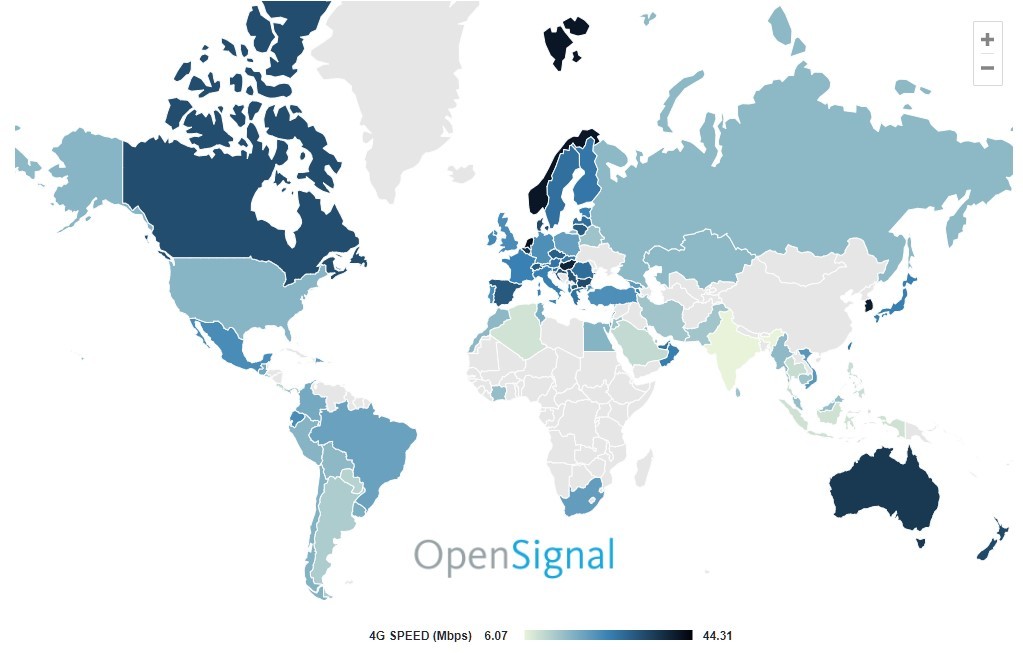 در کجای دنیا سرعت اینترنت 4G بیشتر است؟