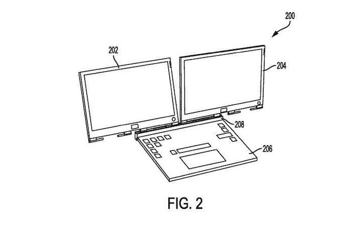 حق اختراع دل برای یک لپتاپ با دو نمایشگر با طرحی نو جداشدنی