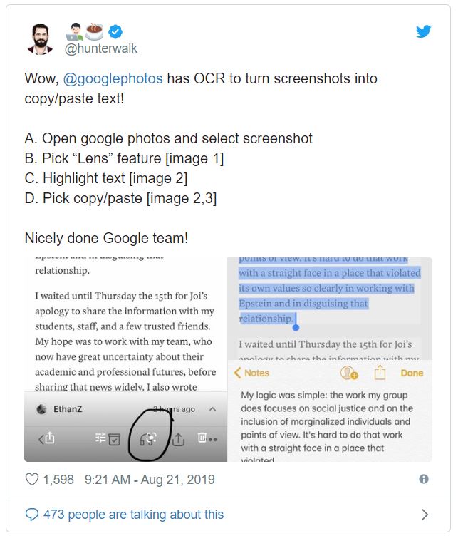 جستجو متن درون یک تصویر با قابلیت OCR گوگل فوتو