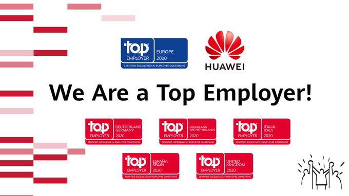 هوآوی به عنوان کارفرمای برتر در سال ۲۰۲۰ میلادی در کشورهای مختلف اروپایی انتخاب شد