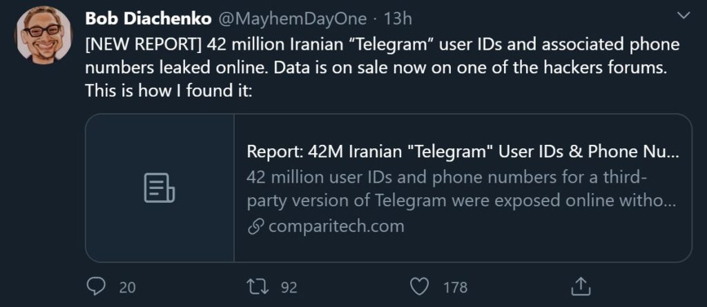 لو رفتن اطلاعات ۴۲ میلیون کاربر ایرانی تلگرام