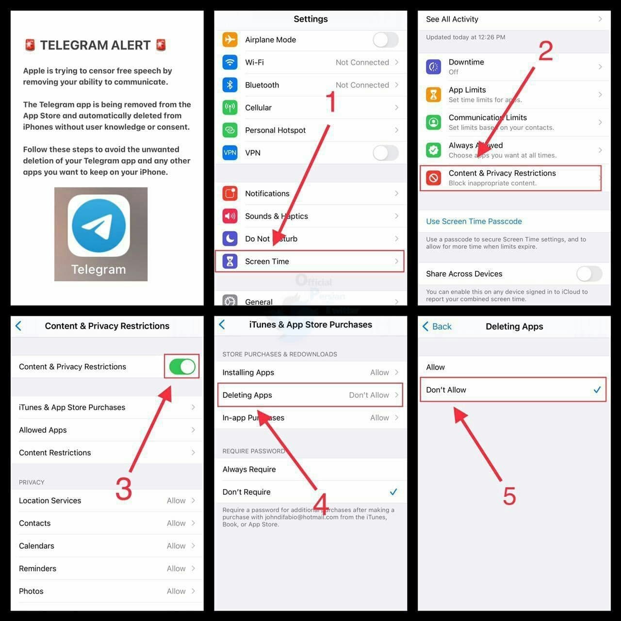 جلوگیری از پاک شدن تلگرام توسط اپل