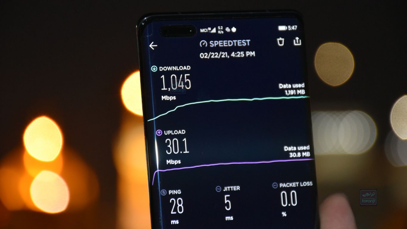 تست سرعت شبکه 5G همراه اول در مشهد