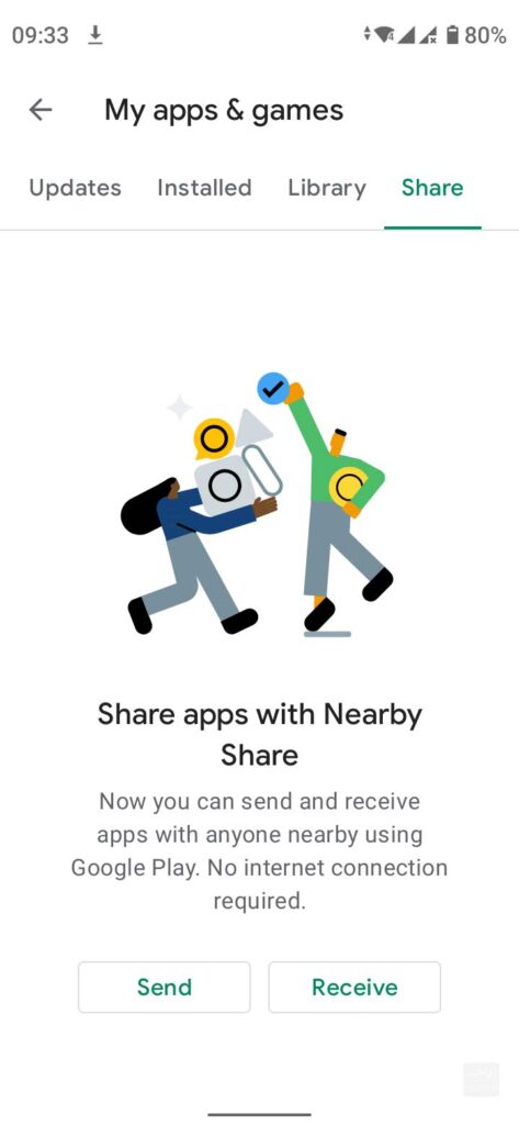 Google Play Store Nearby Share