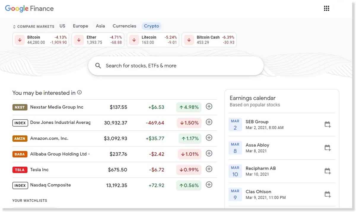 چک کردن قیمت ارزهای دیجیتال در Google Finance