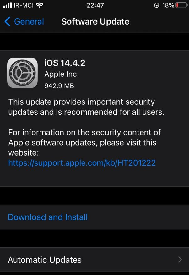 آپدیت iOS 14.4.2