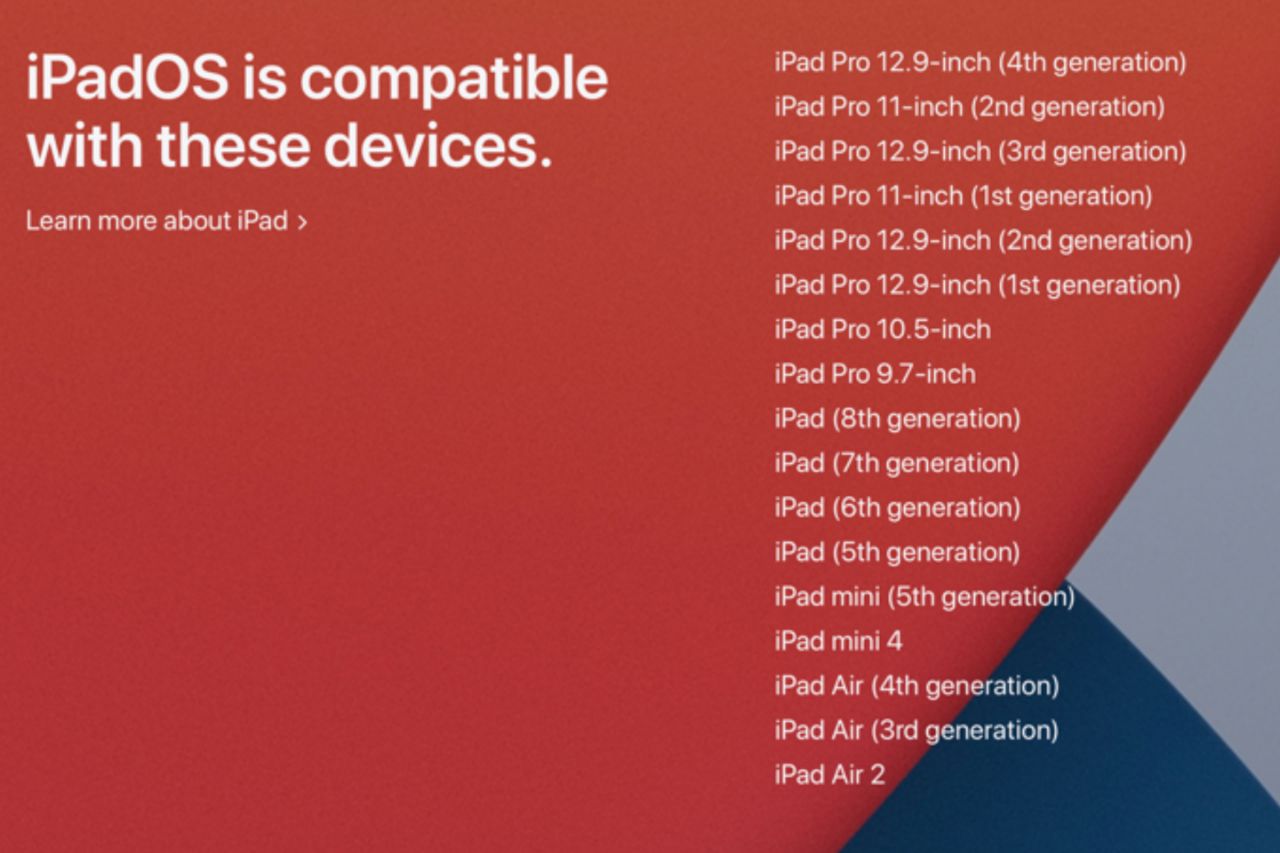 دستگاه‌های پشتیبانی‌کننده از iPadOS 14.5
