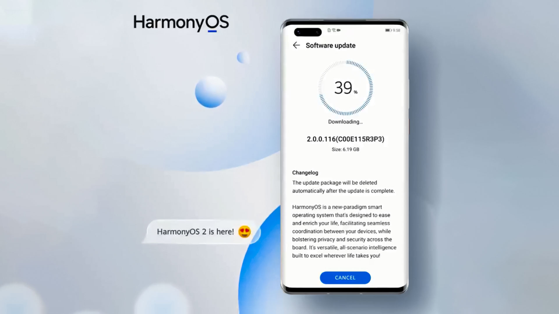 حجم آپدیت HarmonyOS