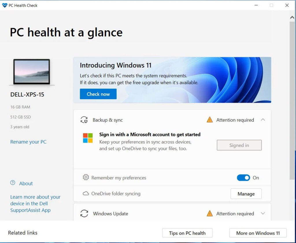 Windows PC Health برای ویندوز ۱۱