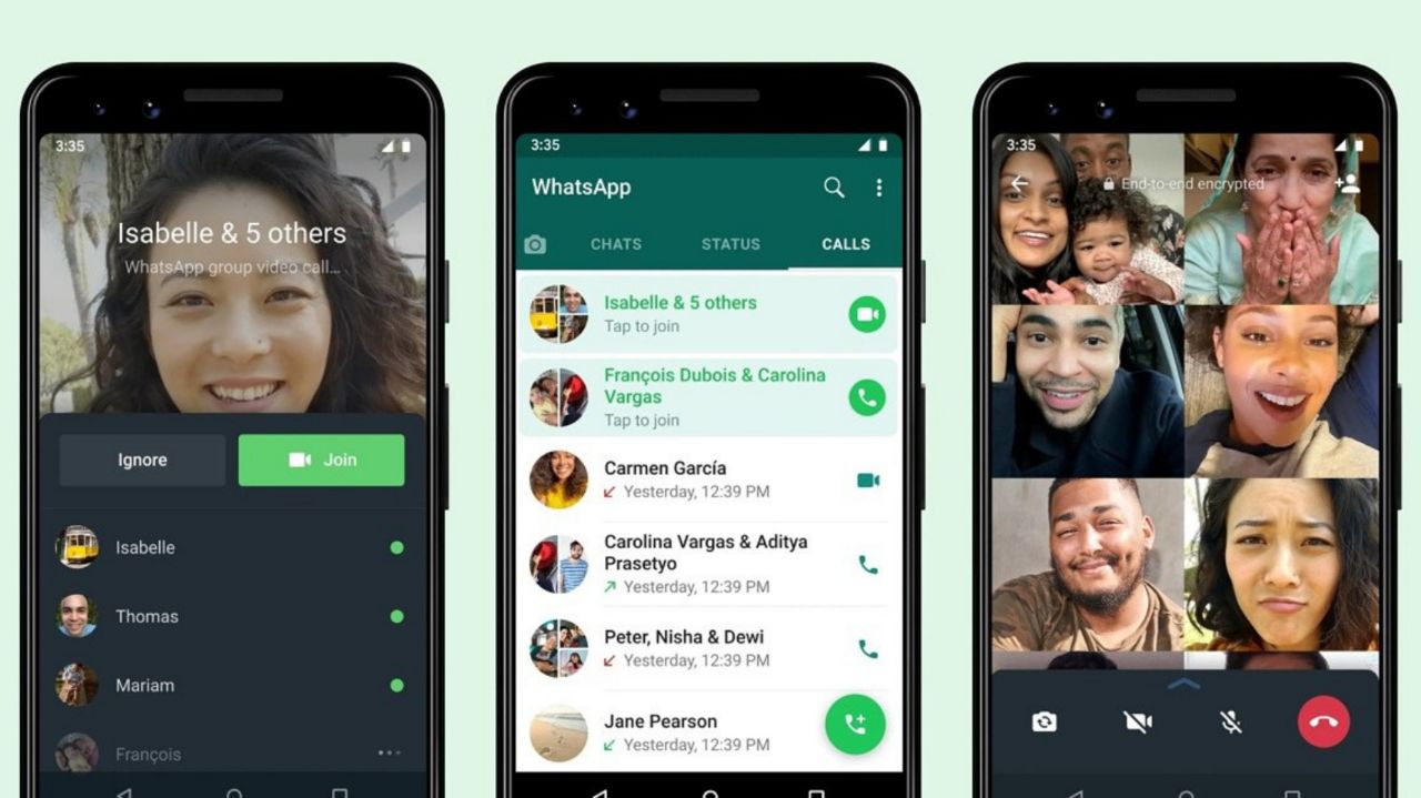 قابلیت تماس تصویری گروهی WhatsApp با قابلیت‌های جدید