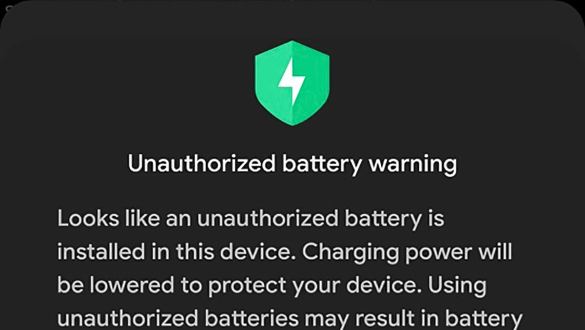 unauthorized battery Warning