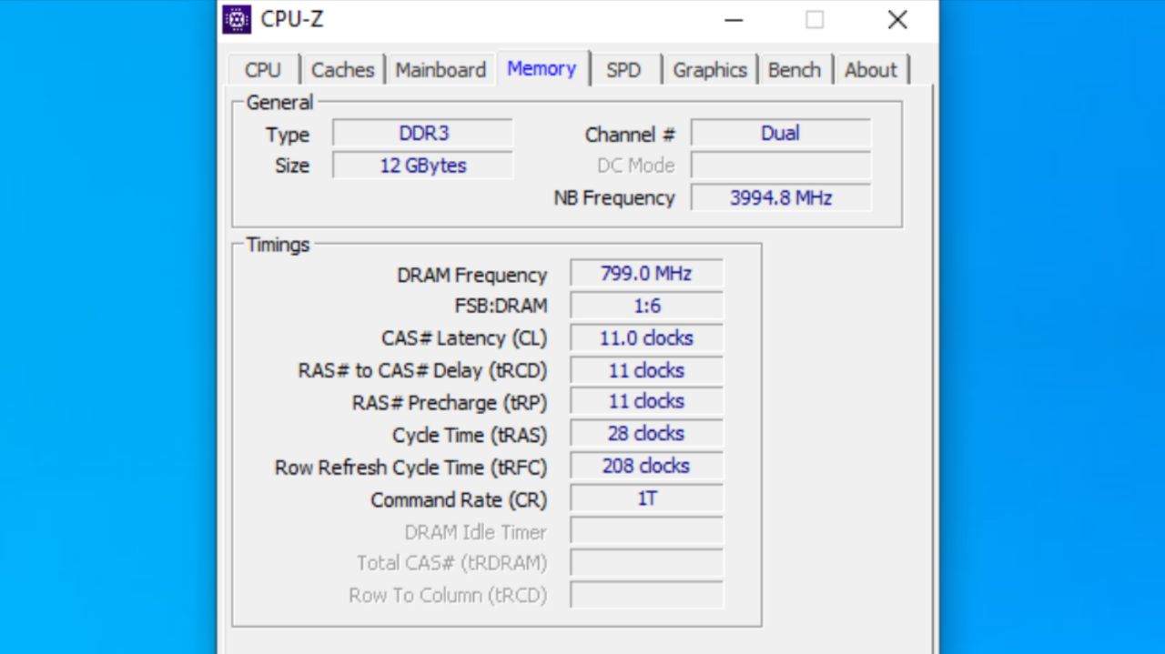 چک کردن میزان حافظه رم PC در CPU-Z