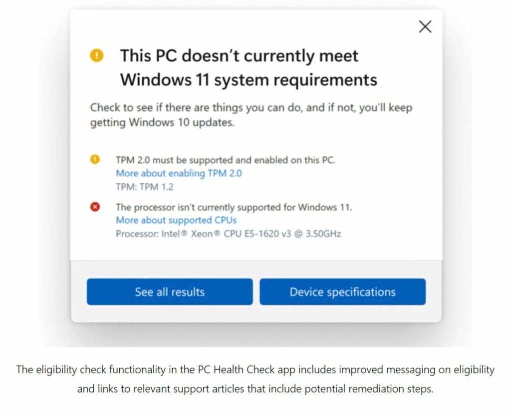 نرم افزار PC Health Check به روز شده
