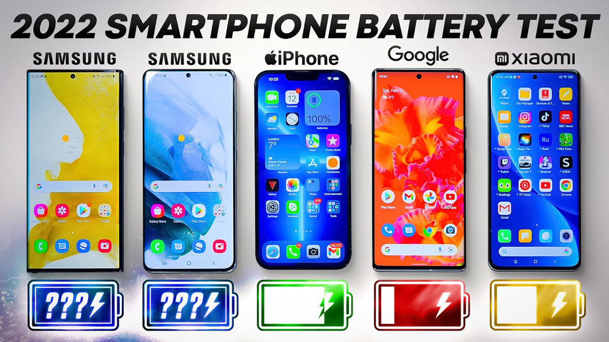 مقایسه عمر باتری سامسونگ Galaxy S22 Ultra با اپل iPhone 13 Pro Max، شیائومی ۱۲ پرو و گوگل پیکسل ۶ پرو