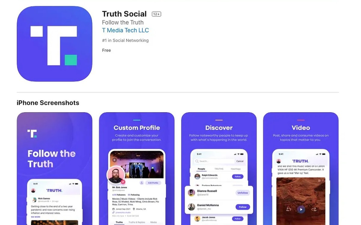 شبکه اجتماعی ترامپ با نام Truth Social در اپ استور iOS منتشر شد