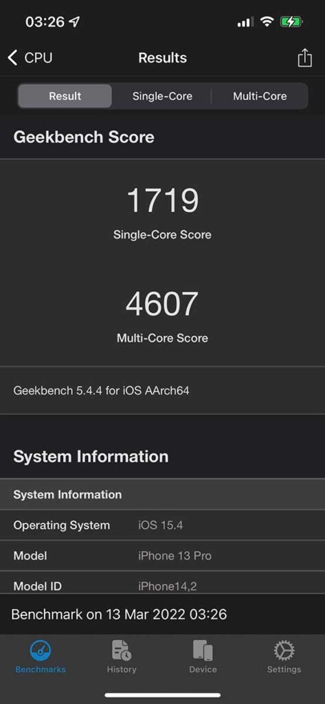بنچمارک Geekbench اپل A15