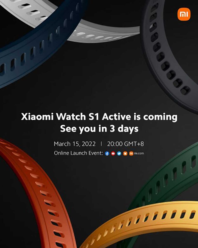 پوستر رونمایی ساعت هوشمند شیائومی Watch S1 Active