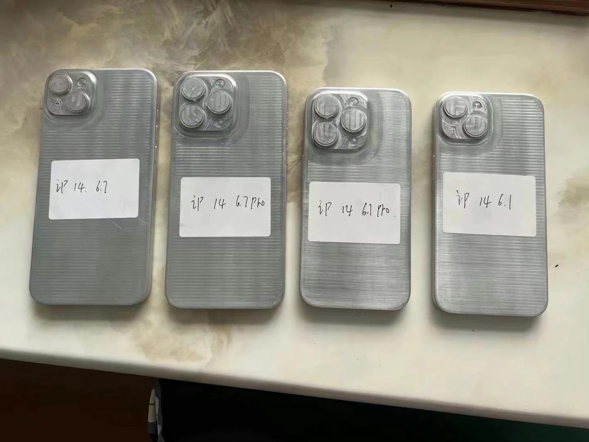 تصویر قالب سری آیفون ۱۴ اندازه و ابعاد هر چهار دستگاه را مشخص می‌کند