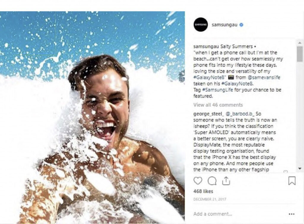 تبلیغات گمراه‌کننده ضدآب بودن گوشی سامسونگ در برابر آب دریا