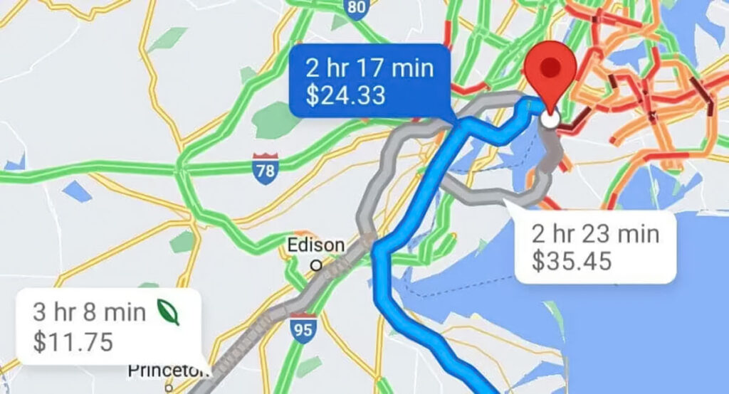 هزینه سفر با گوگل مپ