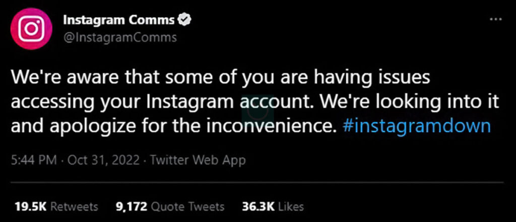 توییت رسمی اینستاگرام درباره مشکل اخیر و خطای We Suspended Your Account