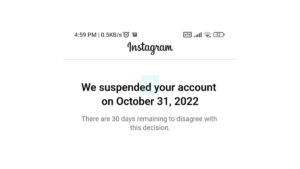 خطای اینستاگرام We Suspended Your Account