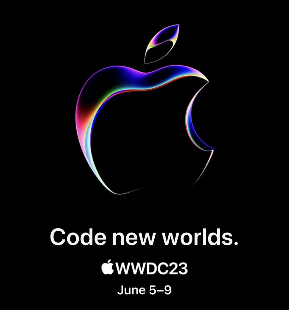 شعار "کدنویسی دنیای جدید" اپل برای WWDC 2023