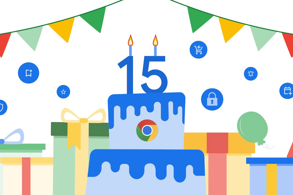 تولد ۱۵ سالگی گوگل کروم