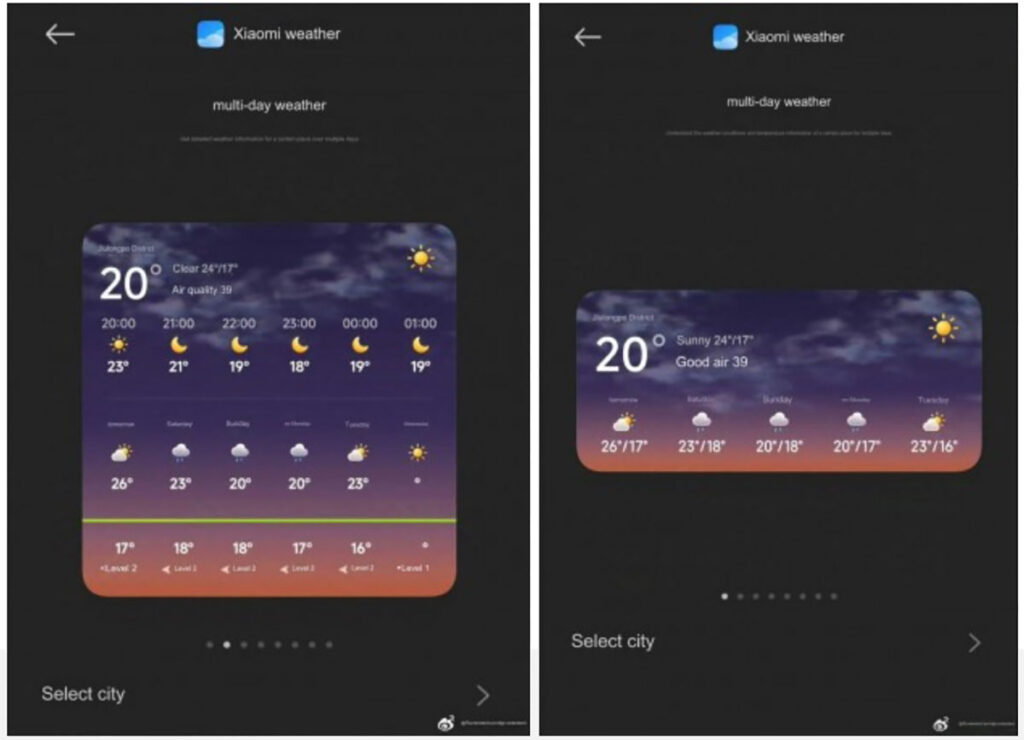ویجت آب و هوا در آپدیت HyperOS 2 شیائومی