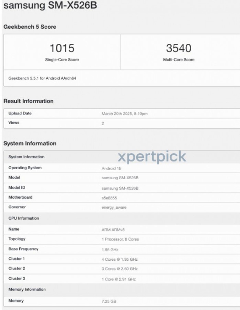 Galaxy Benchmark Tab S10 FE