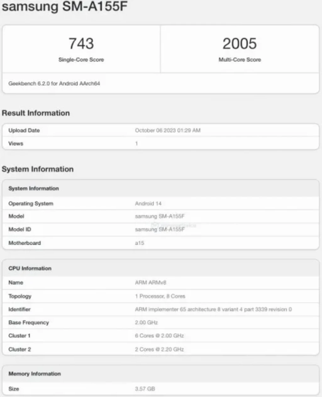 گلکسی A17 4G سامسونگ با عملکردی ناامیدکننده در بنچمارک Geekbench دیده شد