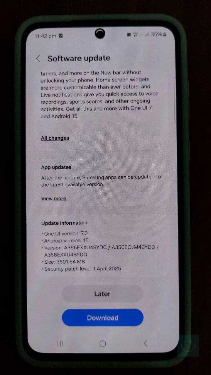 به روزرسانی سامسونگ Galaxy A35 One UI 7 در ایران