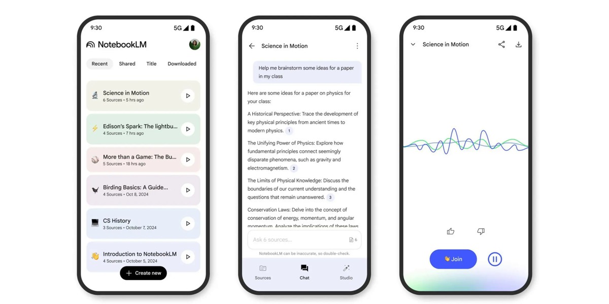 برنامه Notebooklm برای Android