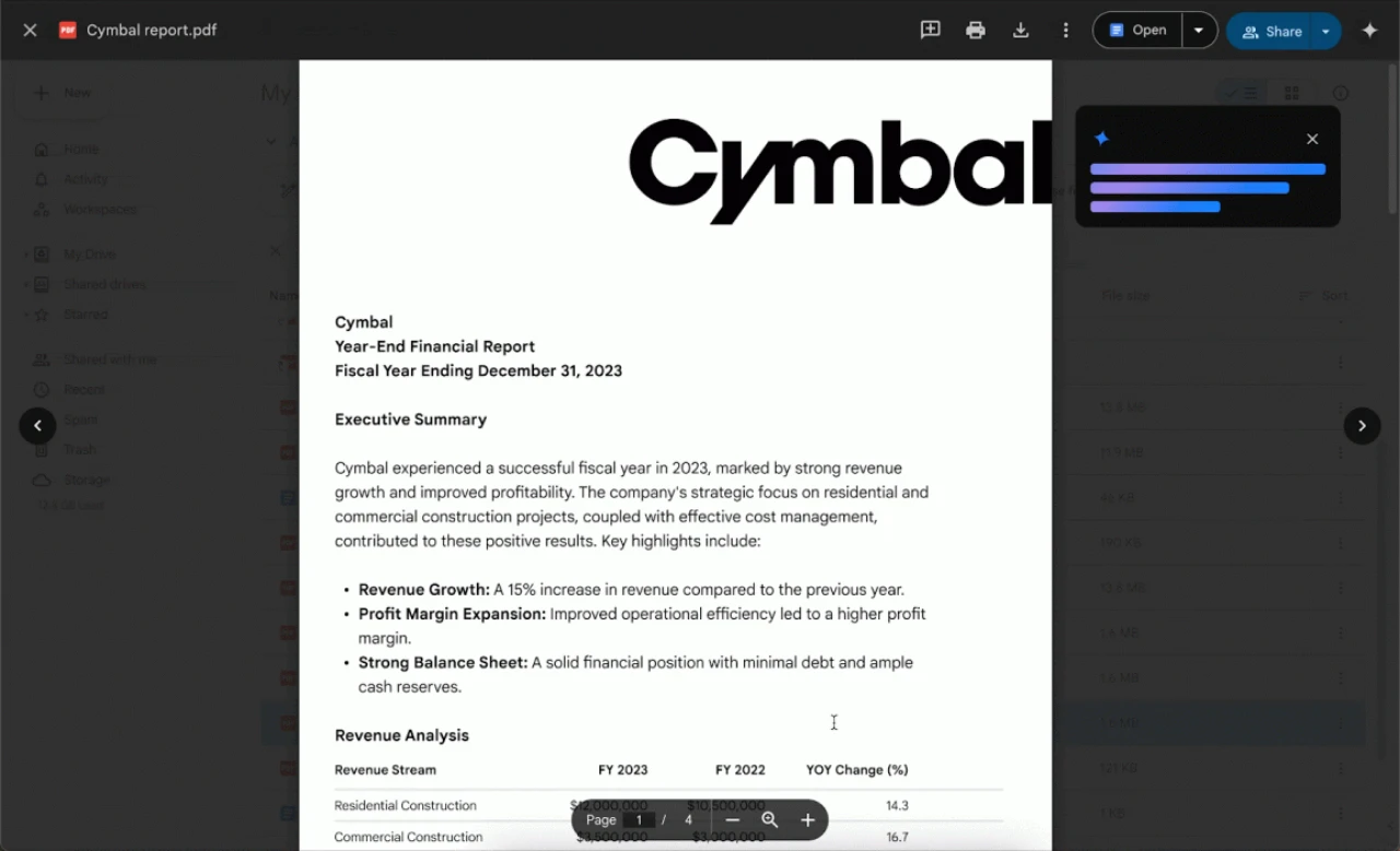 هوش مصنوعی Gemini به فایل‌های PDF گوگل درایو می‌آید