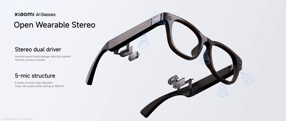 عینک هوشمند شیائومی AI Glasses با فیلمبرداری 2K و عمر باتری ۸ ساعته رسماً معرفی شد