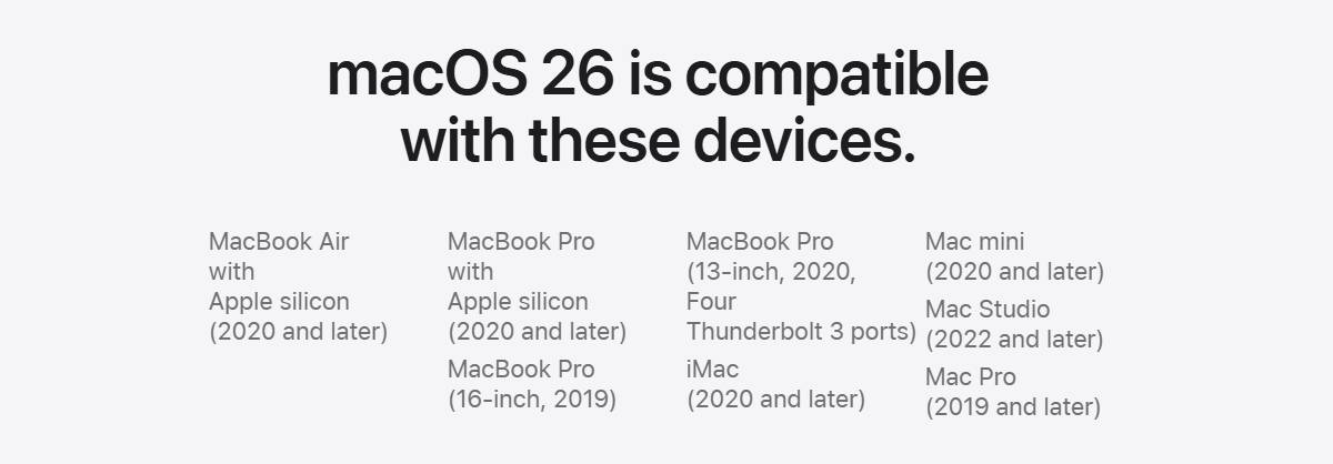 مک های اینتل پس از macOS Tahoe آپدیت جدیدی دریافت نخواهند کرد
