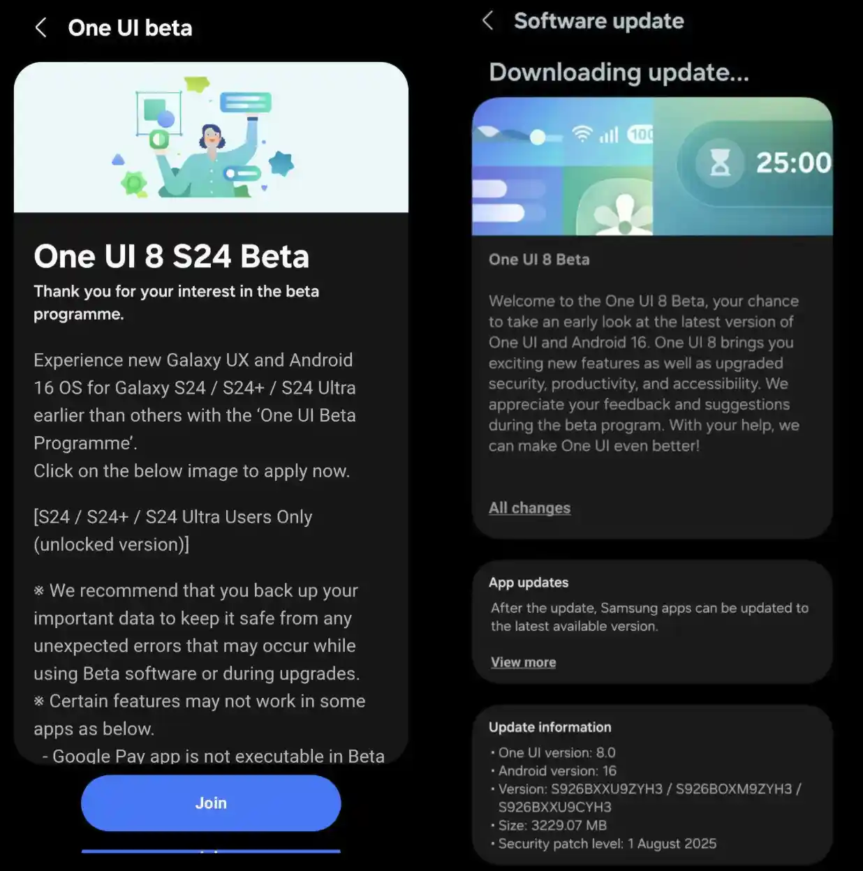 یک UI 8 Beta Galaxy S24 Snapshot به روزرسانی عکس