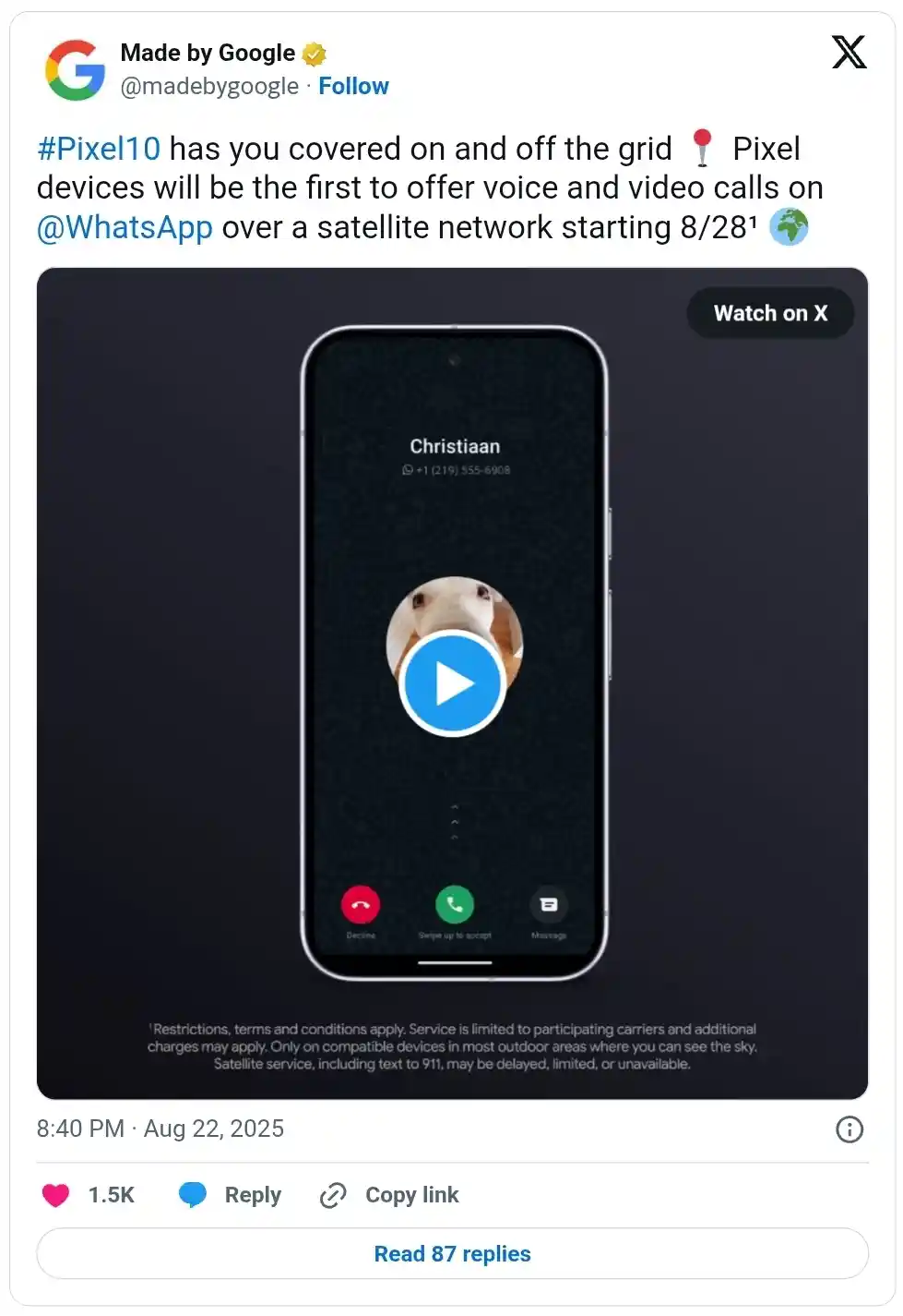 با WhatsApp در سری Google Pixel 10 با WhatsApp تماس بگیرید