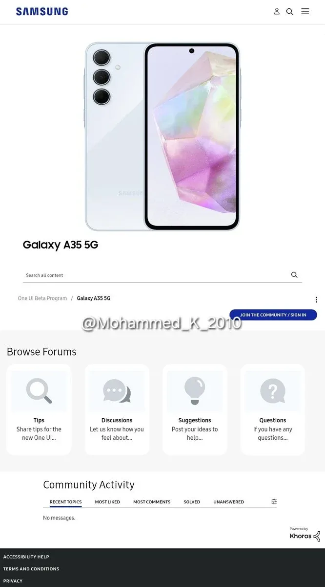 رابط کاربری 8 بتا Galaxy A35 را به روز کنید