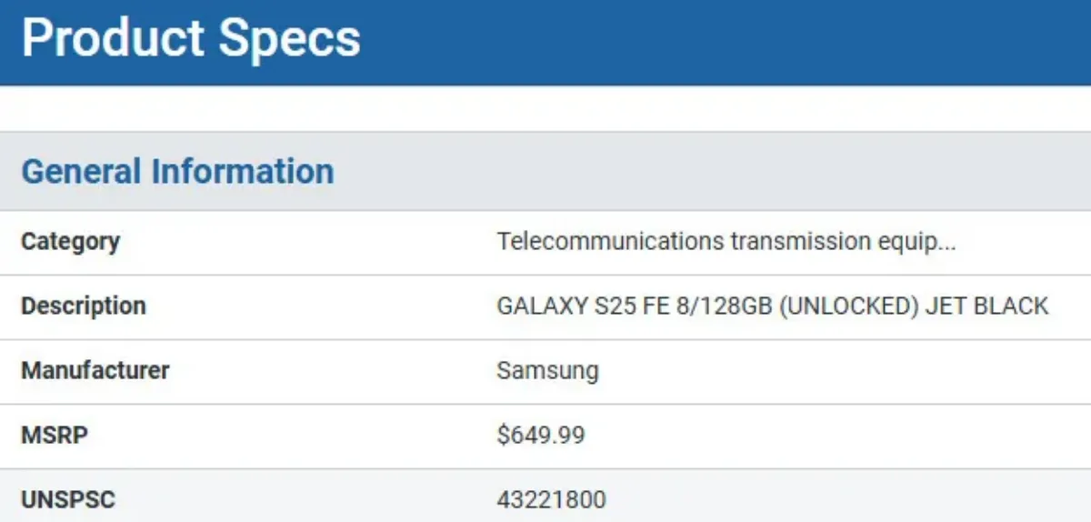قیمت Galaxy S25 FE