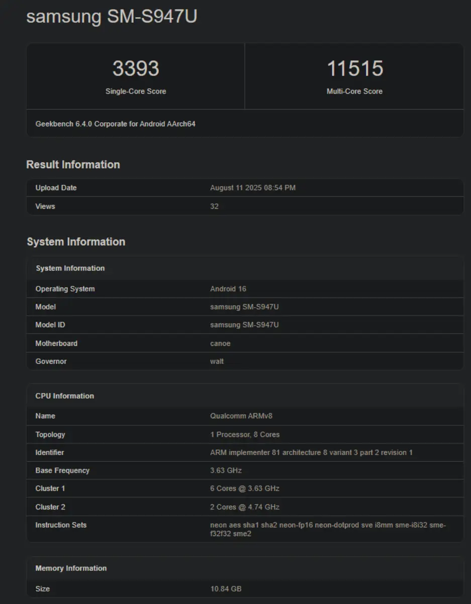 معیار Gikhbench Snapdragon 2 Elite 2