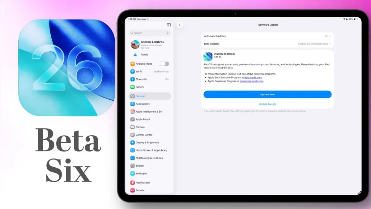 به روزرسانی iPados 26 Beta 2