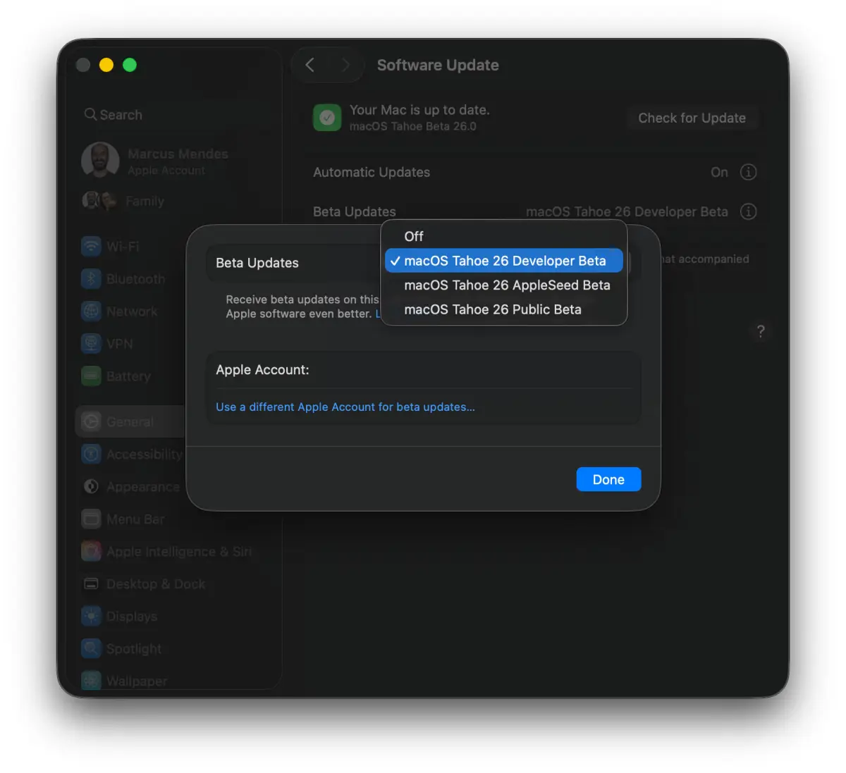 MACOS TAHOE 26 BETA -DOVEOPERS