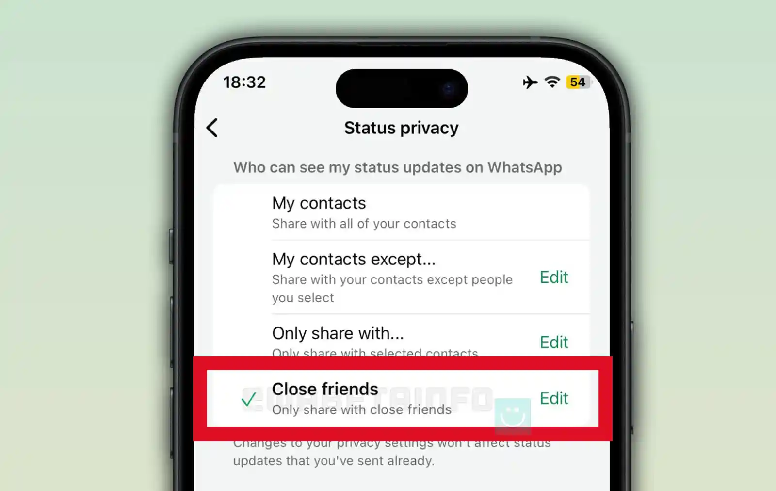 استاتوس کلوز فرند وانس اپ