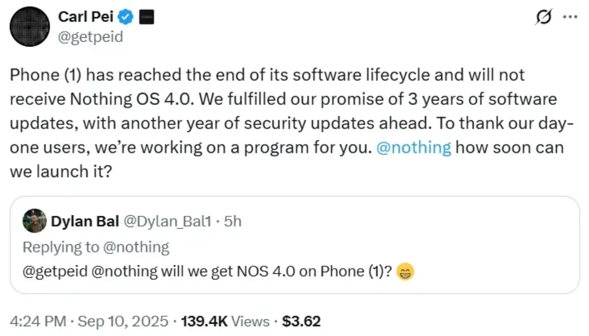 آپدیت Nothing OS 4.0 برپایه اندروید ۱۶ به‌زودی از راه می‌رسد؛ چه سرنوشتی در انتظار کاربران فون ۱ است؟