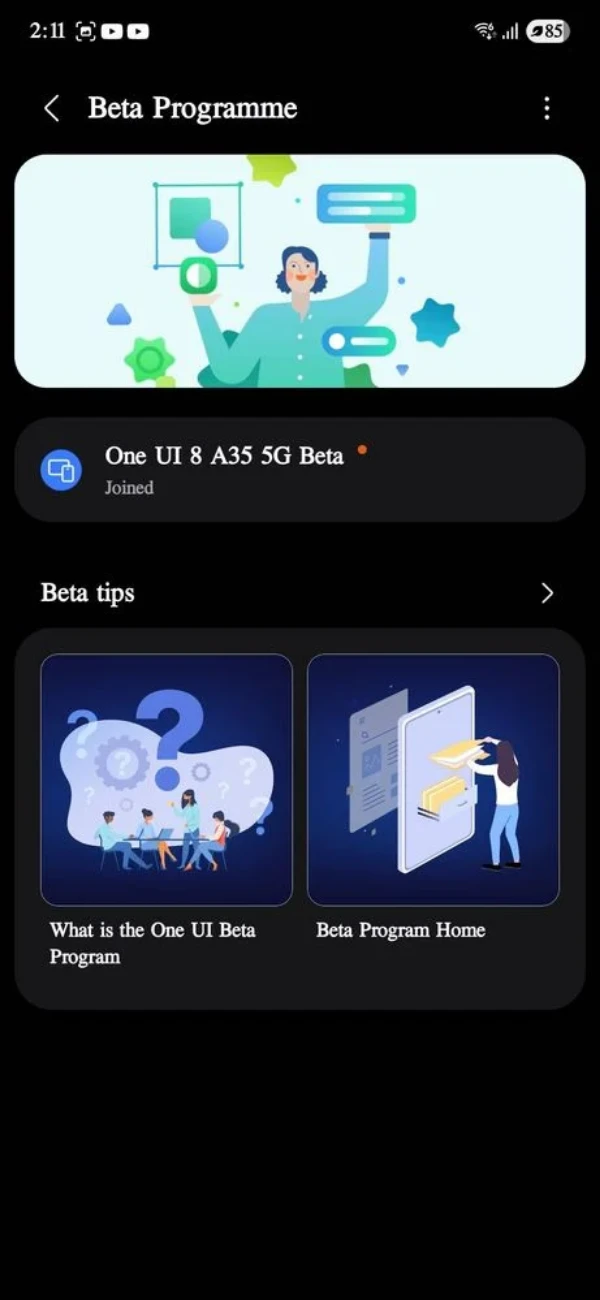 آپدیت بتا One UI 8 گلکسی A54 و گلکسی A35 سامسونگ منتشر شد