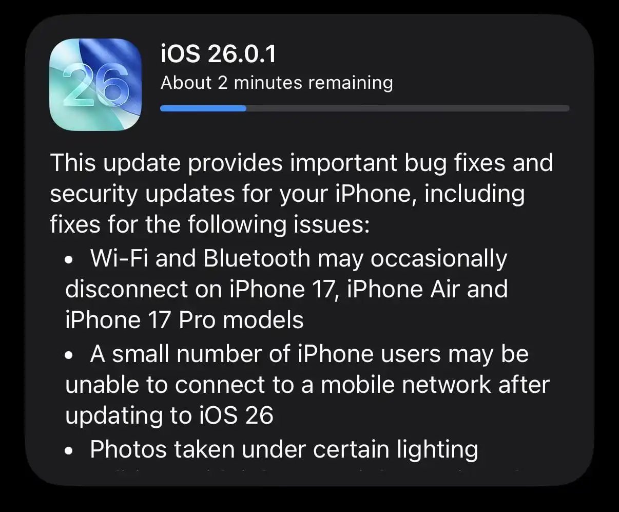 آپدیت iOS 26.0.1 با هدف رفع مهم‌ترین باگ‌های آیفون منتشر شد