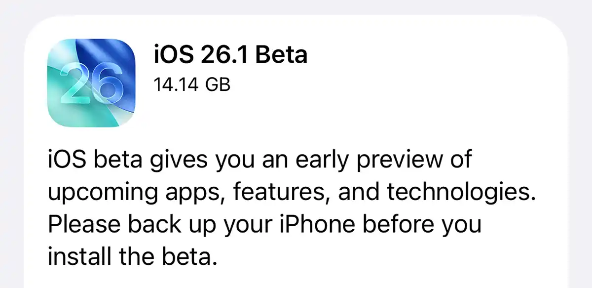 iOS 26.1 نسخه تجربی با اندازه بالا را به روز کنید