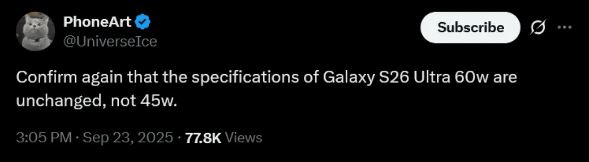 4W Galaxy S26 Ultra